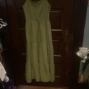 Sweet Wanderer Green Midi Dress. Green boho hippy vibe